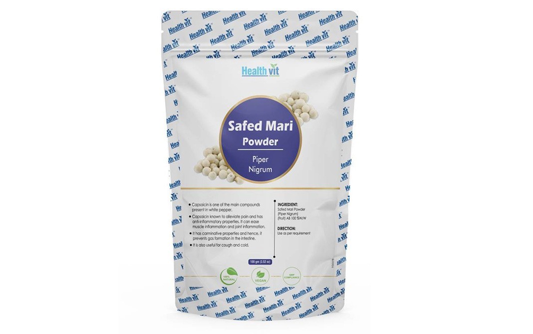 Health Vit Safed Mari Powder (Piper Nigrum)   Pack  100 grams
